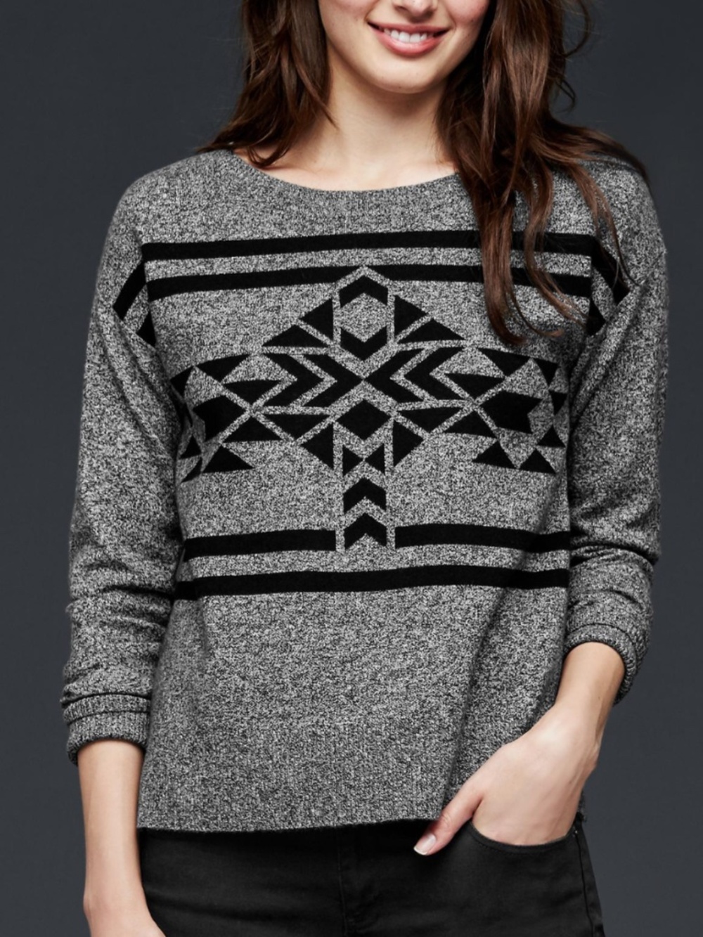 GAP Brooklyn Geo Aztec Southwestern Merino Wool Blend Knit Sweater M Tribal